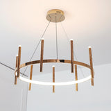 Modern LED Gold Ring Chandelier Vertical Tubes Image - 2