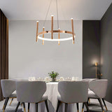 Modern LED Gold Ring Chandelier Vertical Tubes Image - 4