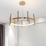 Modern LED Gold Ring Chandelier Vertical Tubes Image - 6