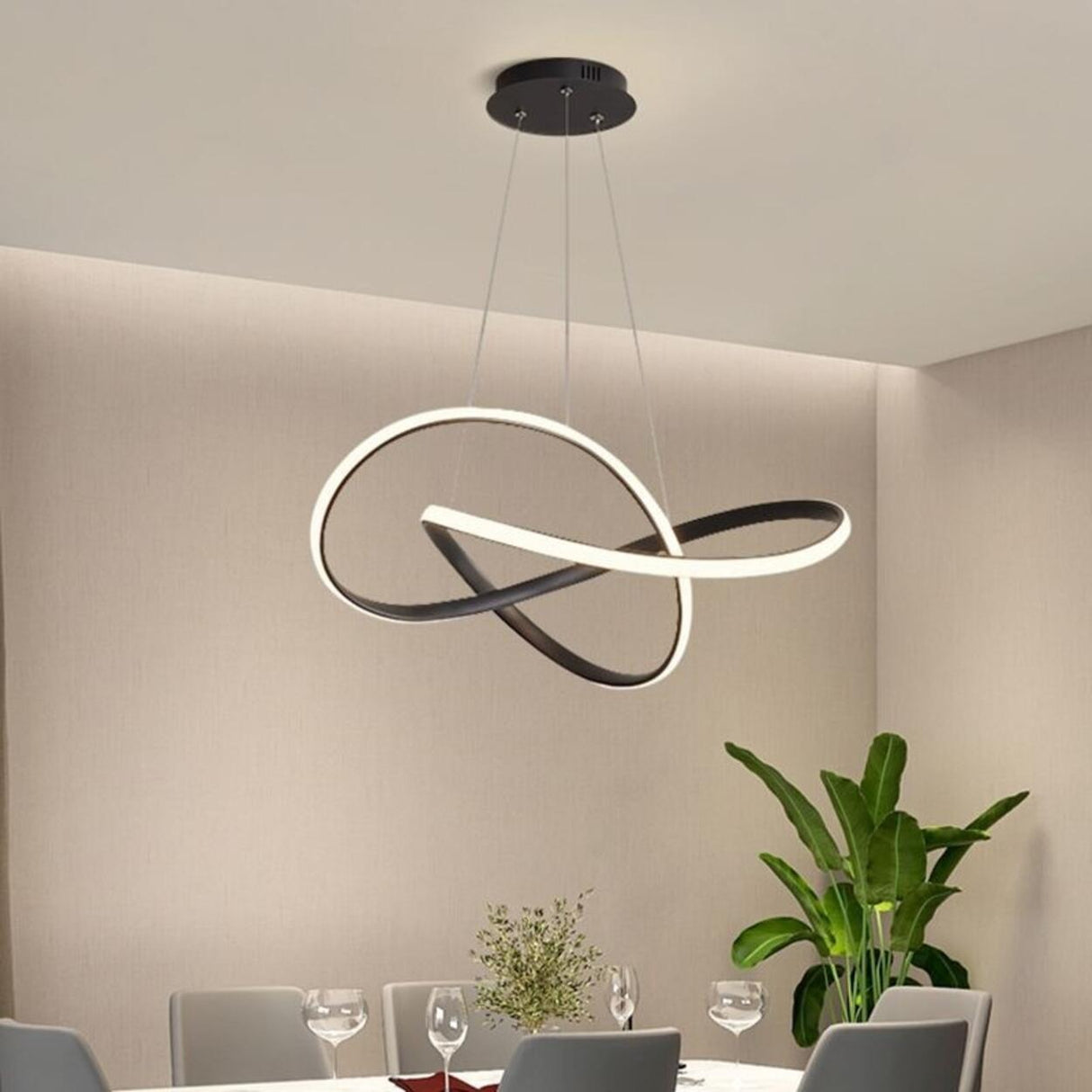 Modern LED Infinity Chandelier Adjustable Height Image - 1