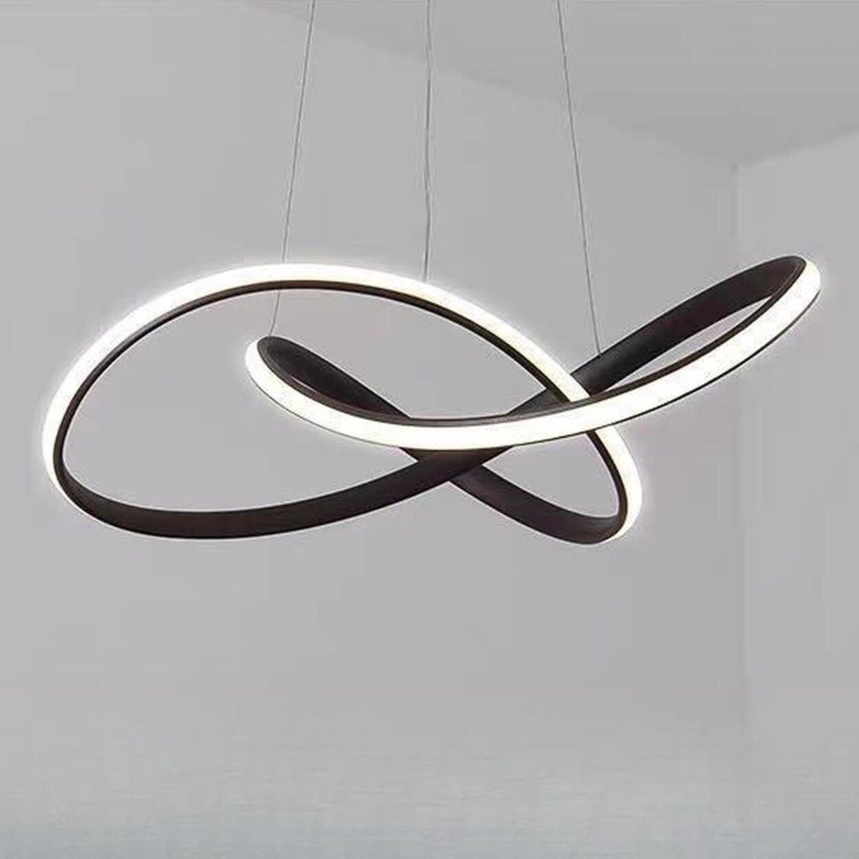 Modern LED Infinity Chandelier Adjustable Height Image - 10