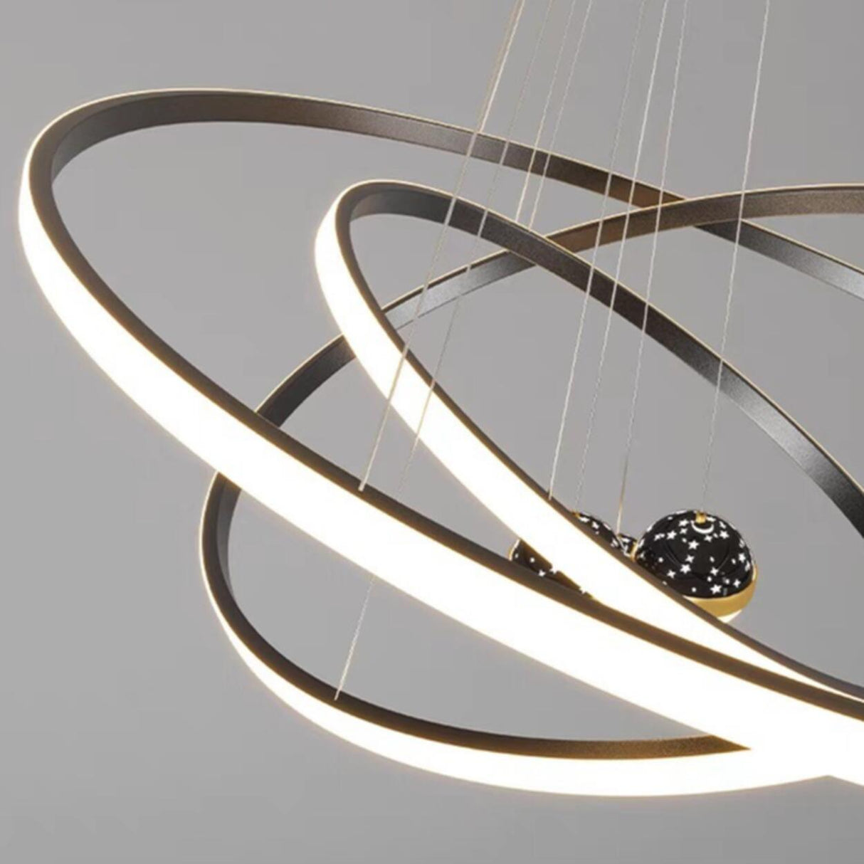 Modern LED Infinity Chandelier Adjustable Height Image - 12