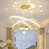 Modern LED Infinity Chandelier Adjustable Height Image - 3