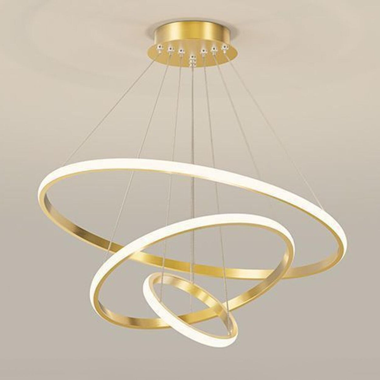 Modern LED Infinity Chandelier Adjustable Height Image - 7