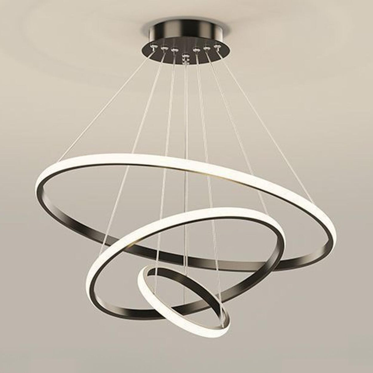 Modern LED Infinity Chandelier Adjustable Height Image - 8