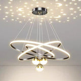 Modern LED Infinity Chandelier Adjustable Height Image - 9