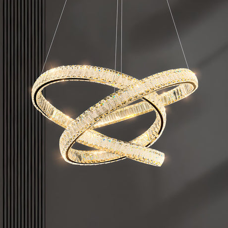 Modern LED Infinity Loop Crystal Pendant Chandelier Image - 1