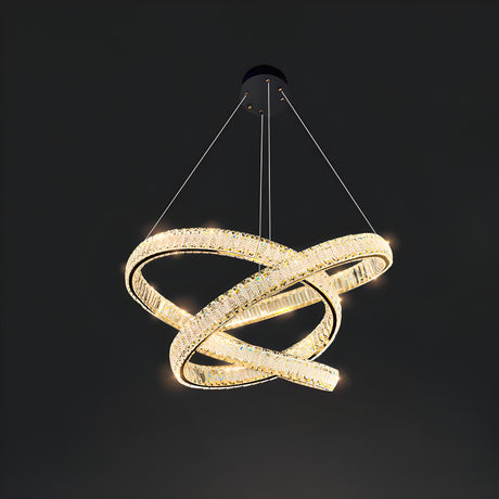 Modern LED Infinity Loop Crystal Pendant Chandelier Image - 2