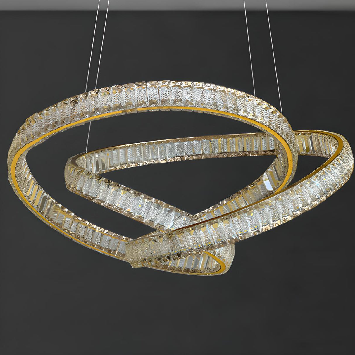 Modern LED Infinity Loop Crystal Pendant Chandelier Image - 6