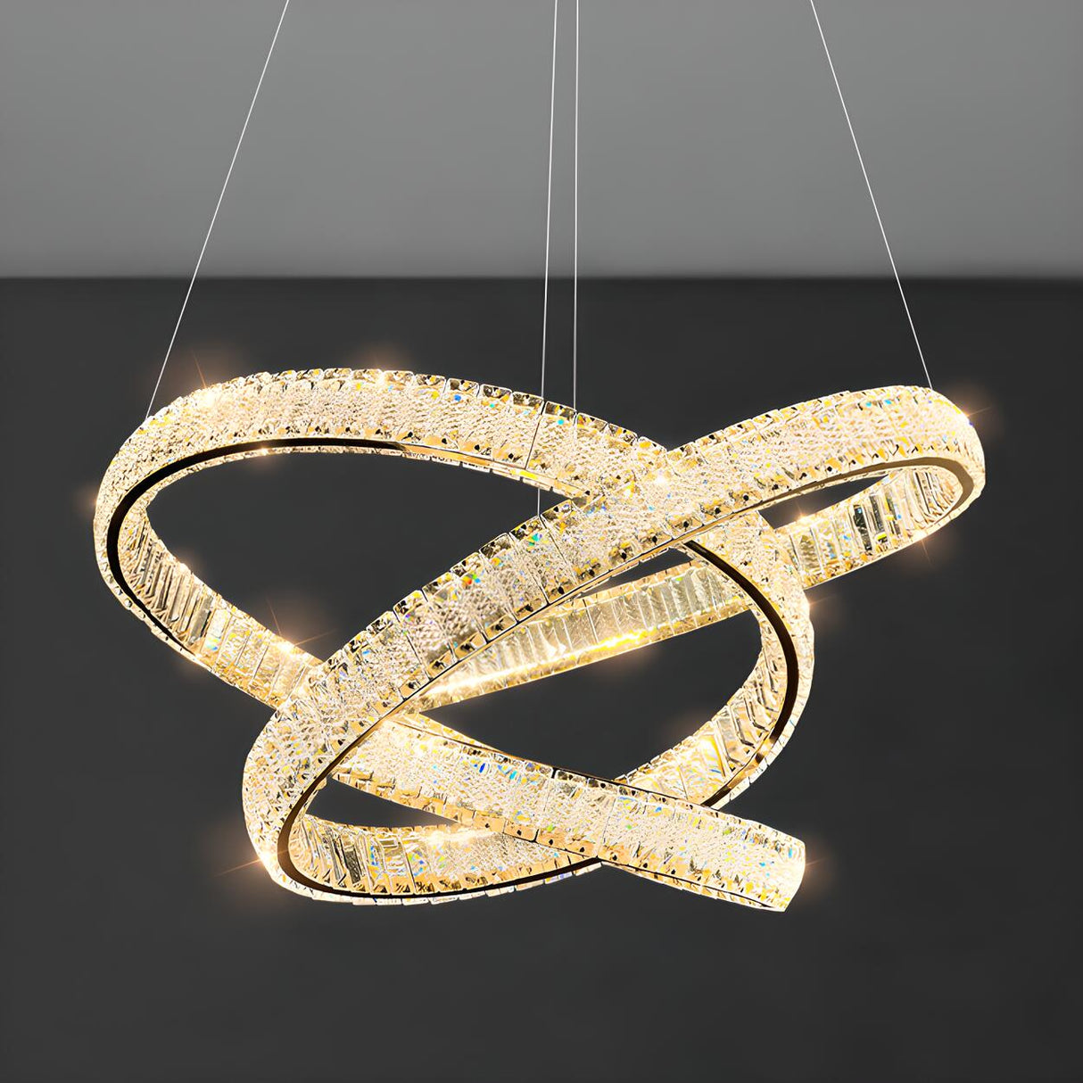 Modern LED Infinity Loop Crystal Pendant Chandelier Image - 7