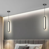 Modern LED Oval Bedroom Pendant Light Adjustable Cord Image - 1