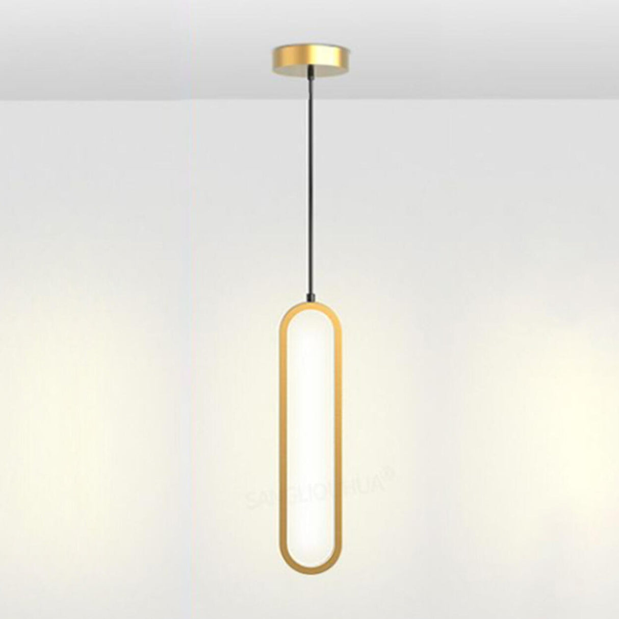 Modern LED Oval Bedroom Pendant Light Adjustable Cord Image - 3