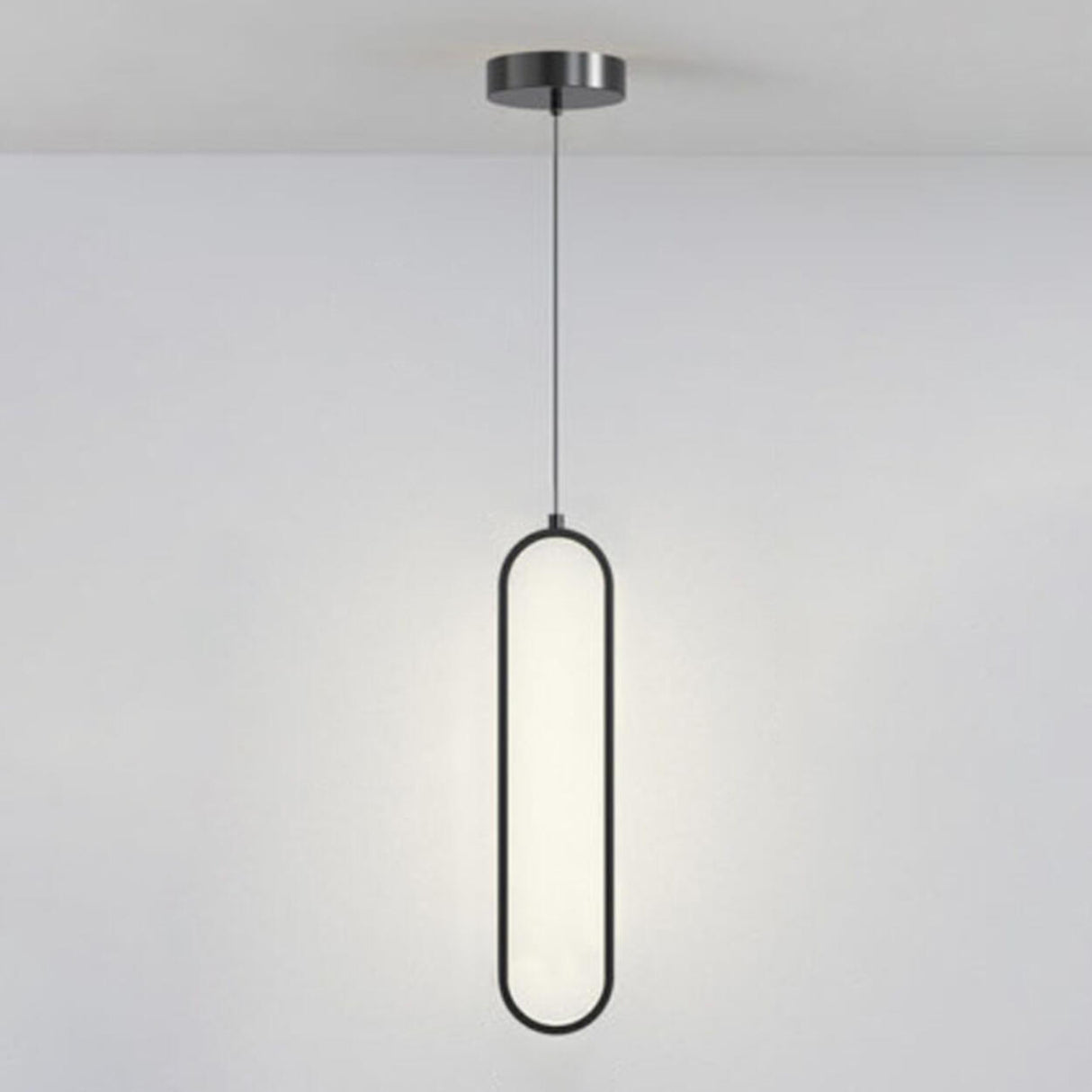 Modern LED Oval Bedroom Pendant Light Adjustable Cord Image - 4