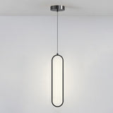 Modern LED Oval Bedroom Pendant Light Adjustable Cord Image - 4