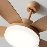 Modern LED Remote 5-Blade Wood Ceiling Fan with Light Image - 10