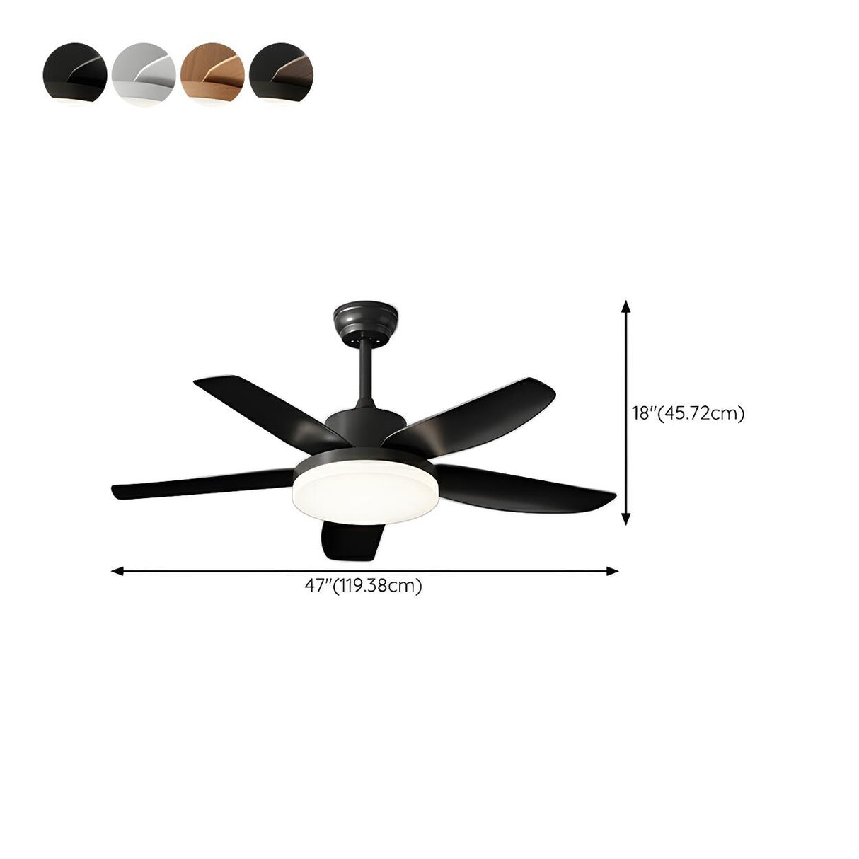 Modern LED Remote 5-Blade Wood Ceiling Fan with Light 