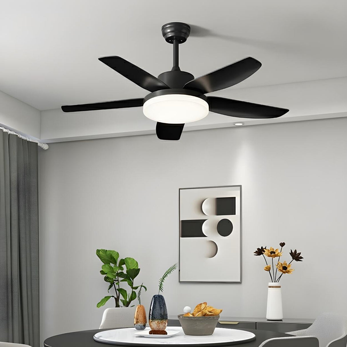 Modern LED Remote 5-Blade Wood Ceiling Fan with Light Image - 8