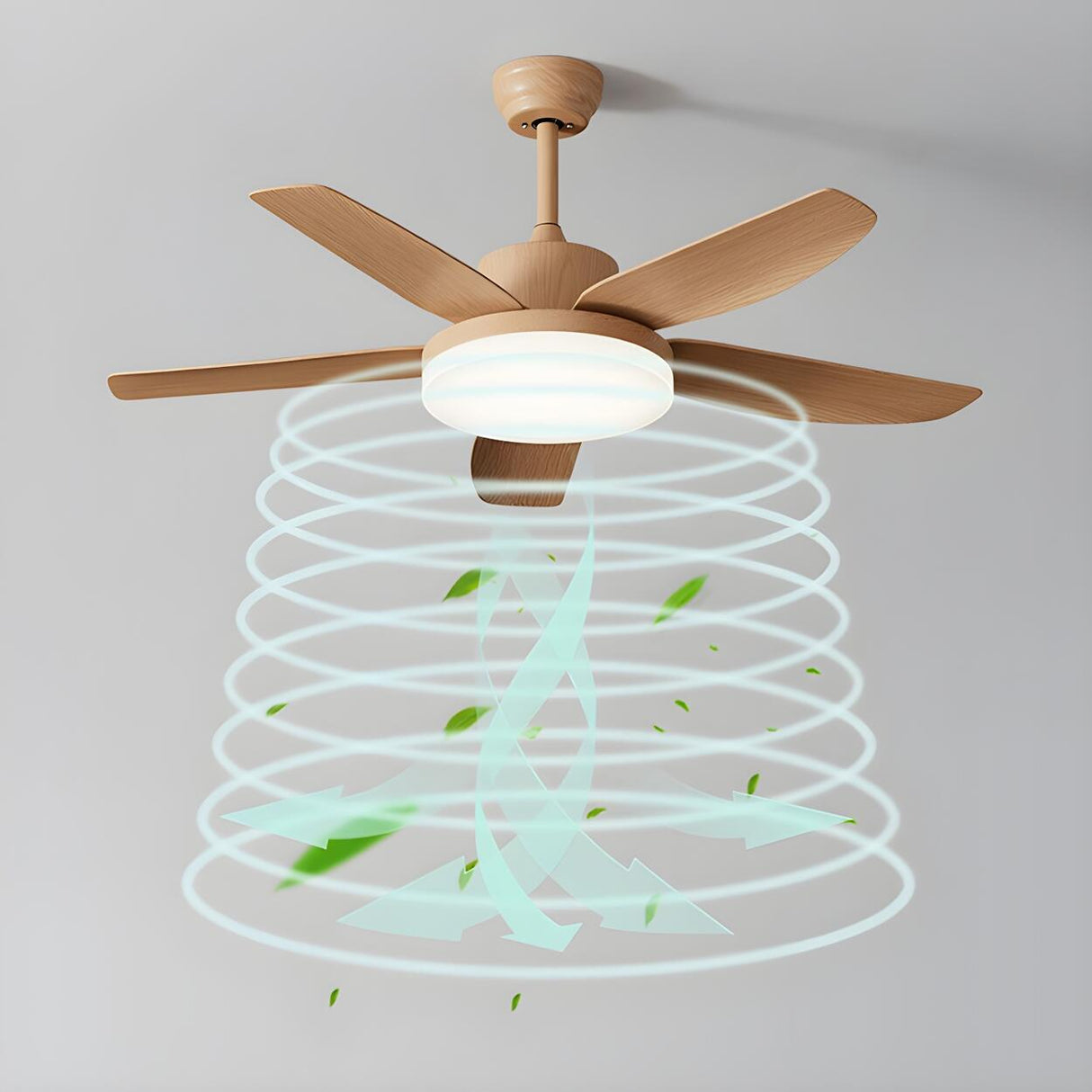 Modern LED Remote 5-Blade Wood Ceiling Fan with Light Image - 9