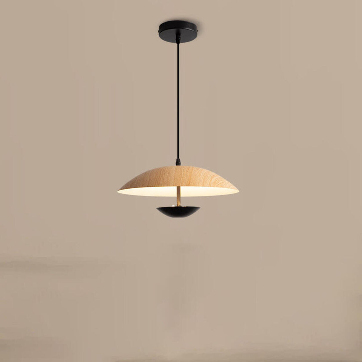 Modern Led String Pendant Light Wood and Black  Image - 3