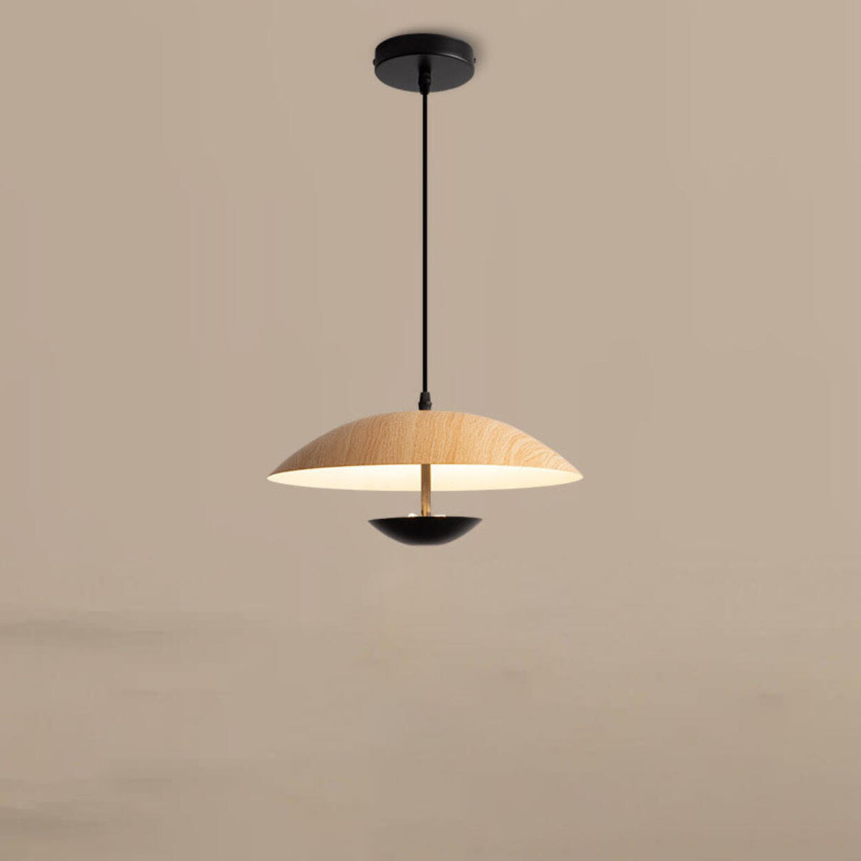 Modern Led String Pendant Light Wood and Black  Image - 5