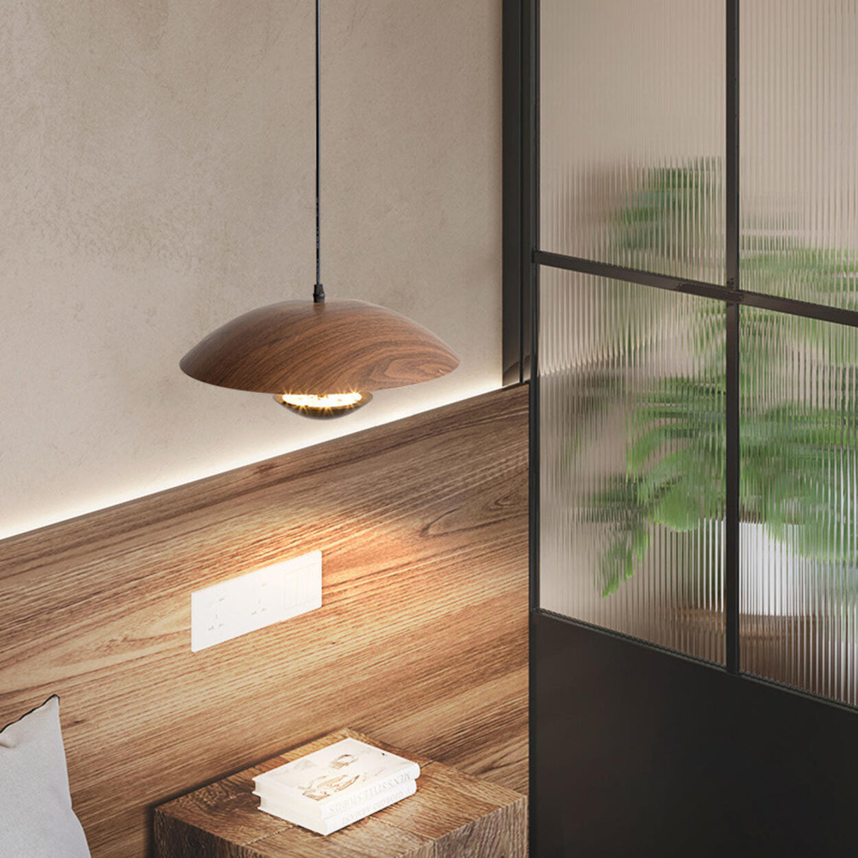 Modern Led String Pendant Light Wood and Black  Image - 8