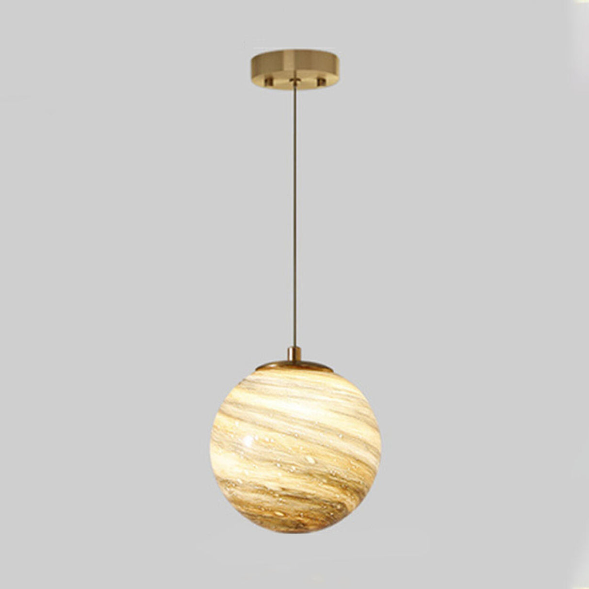 Modern Lemon Color Globe Planet Glass Pendant Light Image - 10