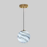 Modern Lemon Color Globe Planet Glass Pendant Light Image - 11