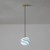 Modern Lemon Color Globe Planet Glass Pendant Light Image - 12