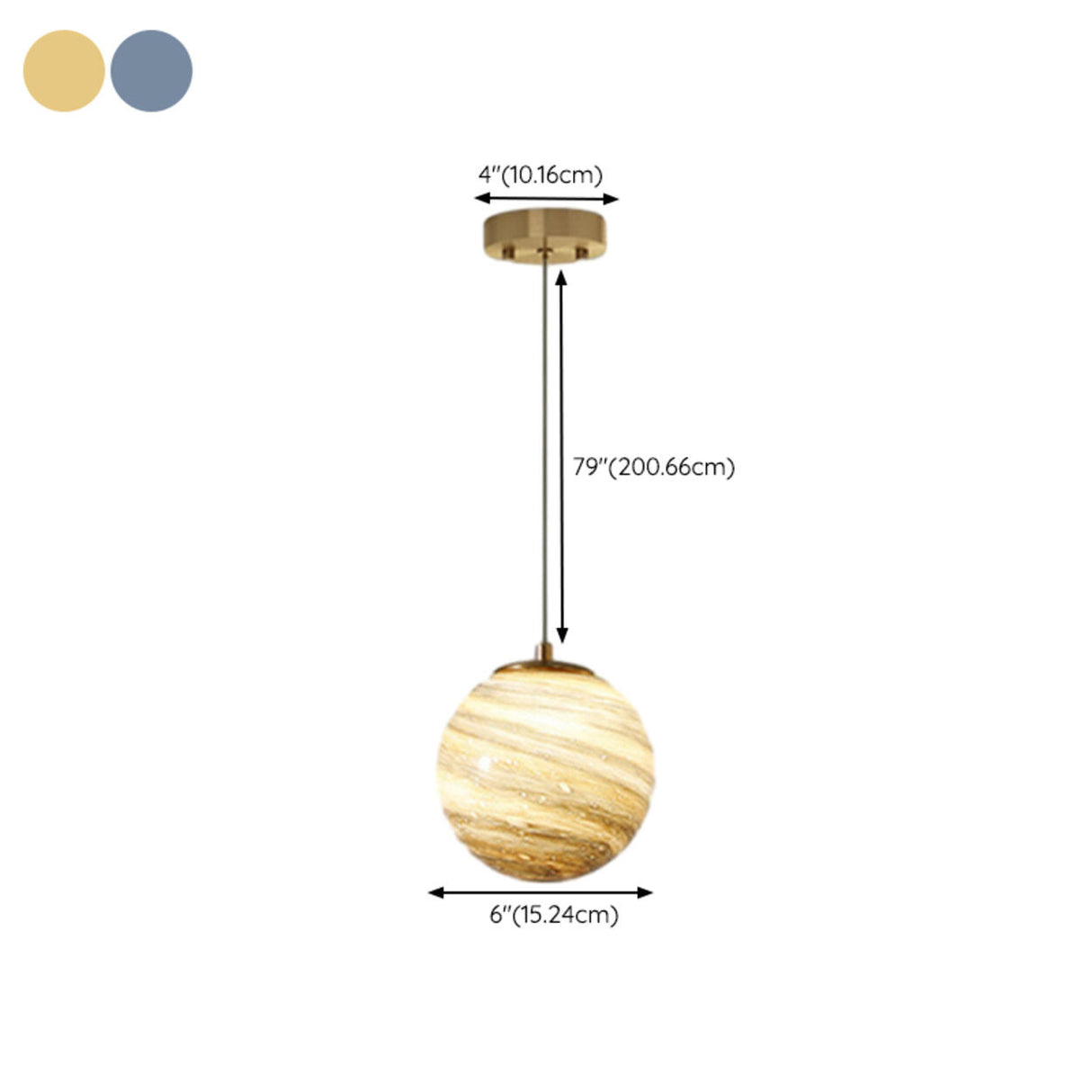 Modern Lemon Color Globe Planet Glass Pendant Light 