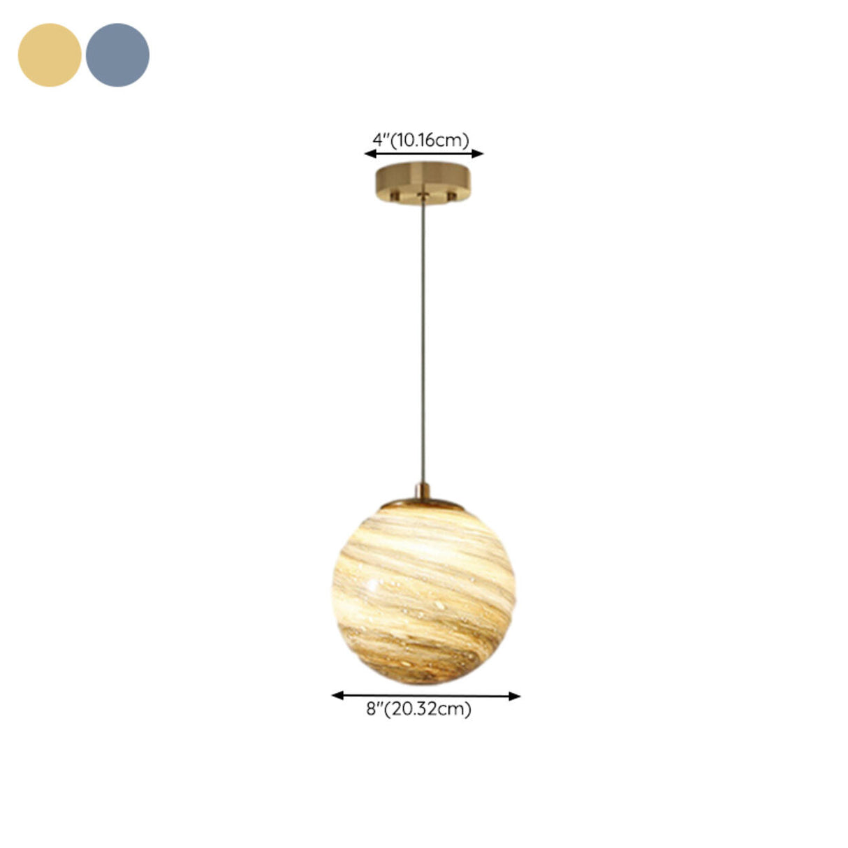 Modern Lemon Color Globe Planet Glass Pendant Light Image - 16