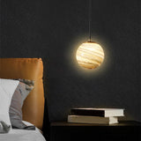 Modern Lemon Color Globe Planet Glass Pendant Light Image - 4