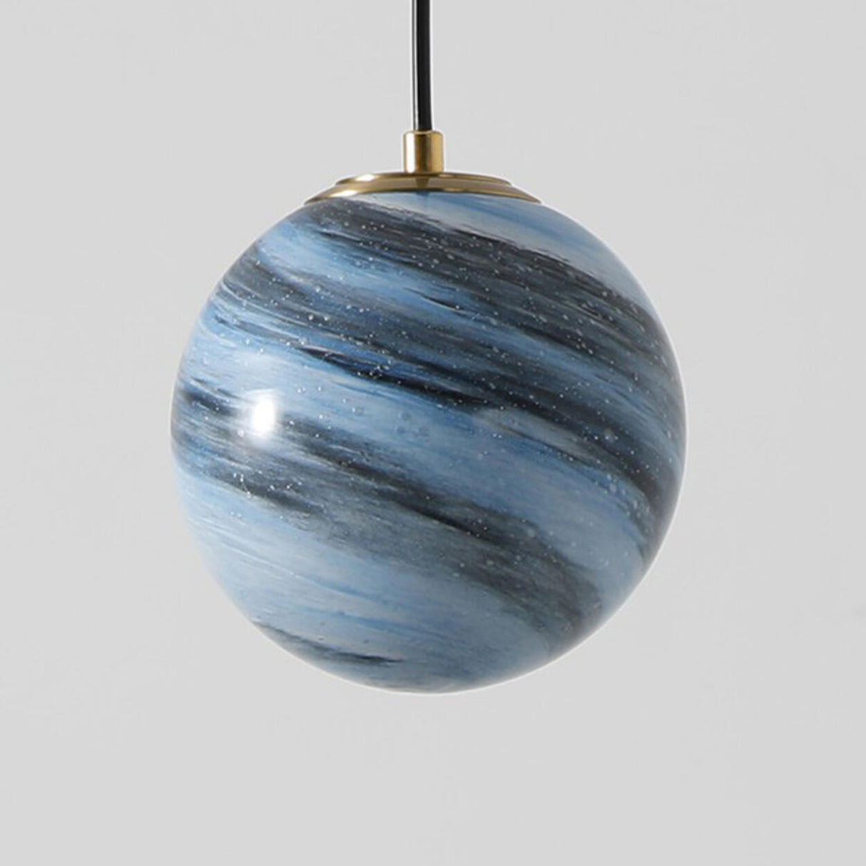 Modern Lemon Color Globe Planet Glass Pendant Light Image - 6