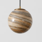 Modern Lemon Color Globe Planet Glass Pendant Light Image - 7