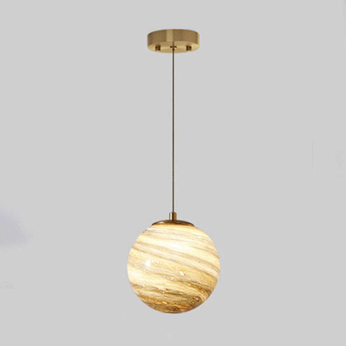 Modern Lemon Color Globe Planet Glass Pendant Light Image - 8