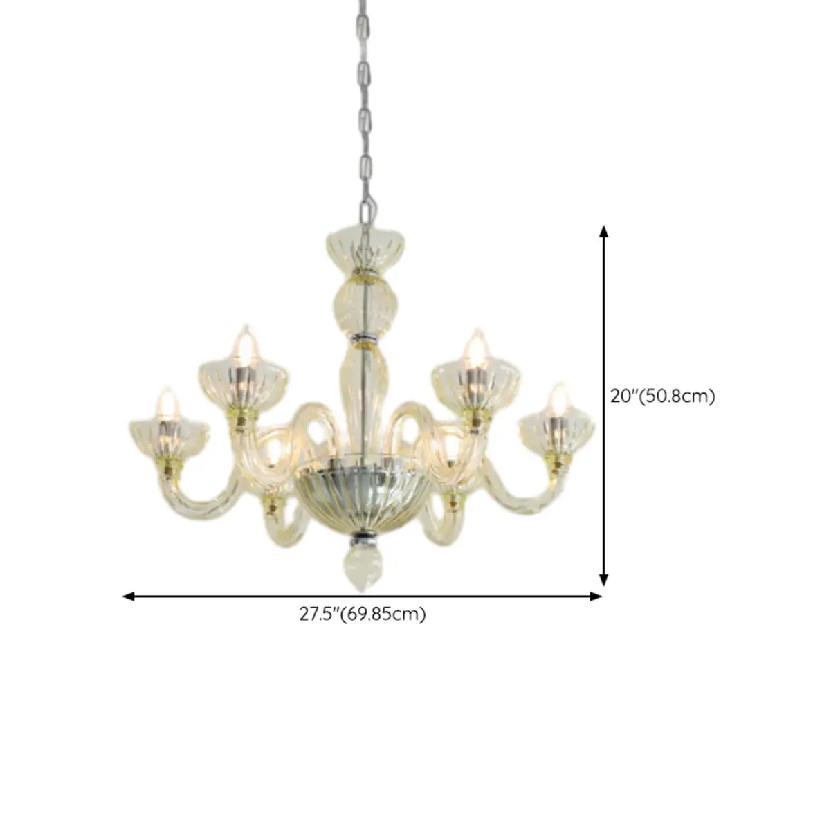 Modern Lemon Yellow Glass Chandelier Adjustable Height,  