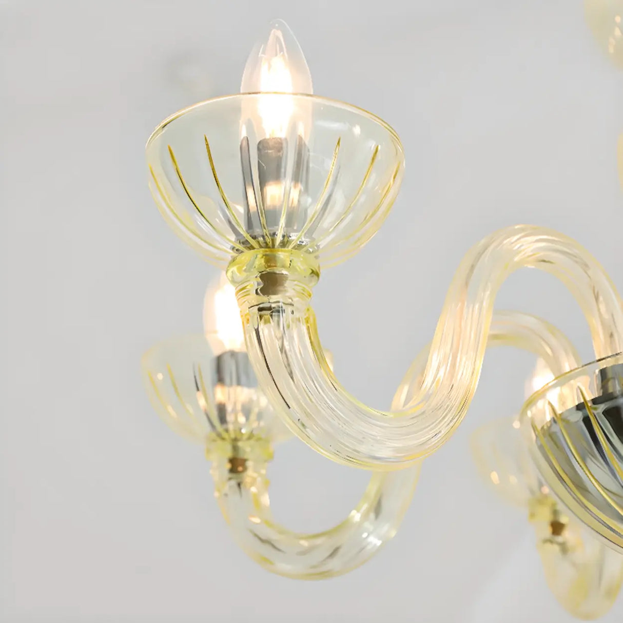 Modern Lemon Yellow Glass Chandelier Adjustable Height,  Image - 5