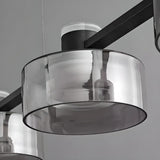 Modern Gray 5-Light Cylinder Pendant Island Light Image - 10