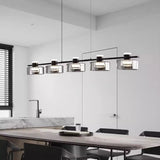 Modern Gray 5-Light Cylinder Pendant Island Light Image - 2