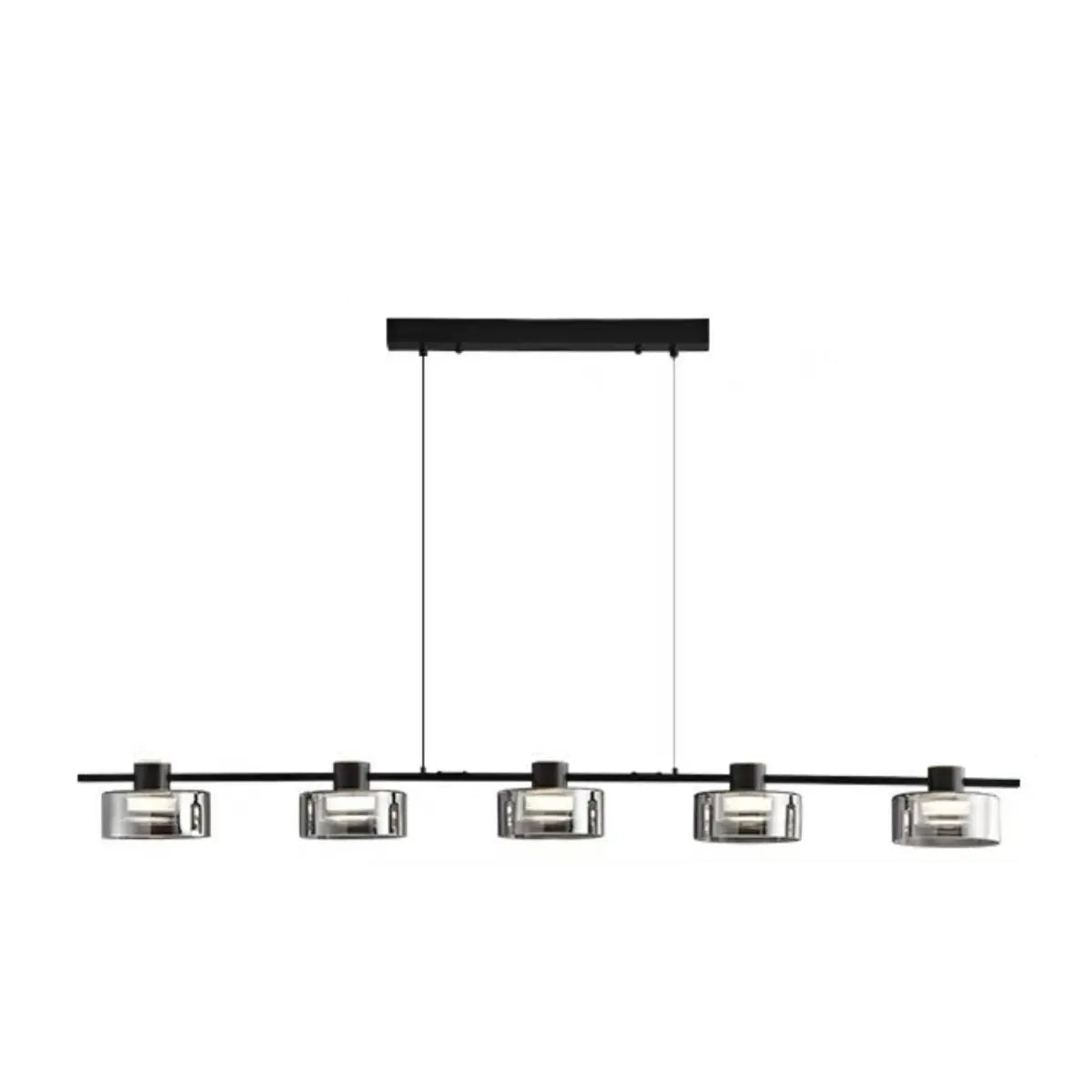 Modern Gray 5-Light Cylinder Pendant Island Light Image - 6