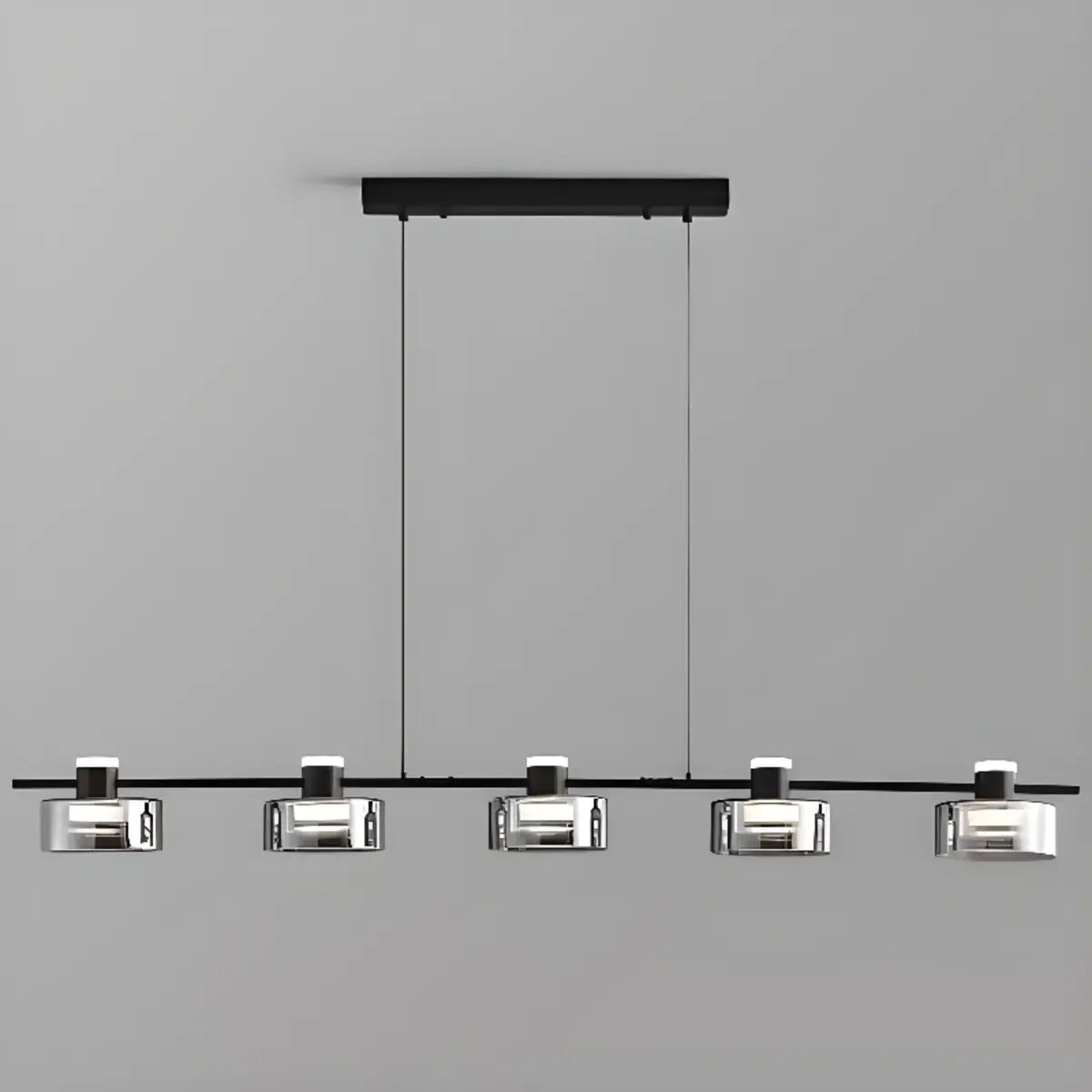 Modern Gray 5-Light Cylinder Pendant Island Light Image - 8