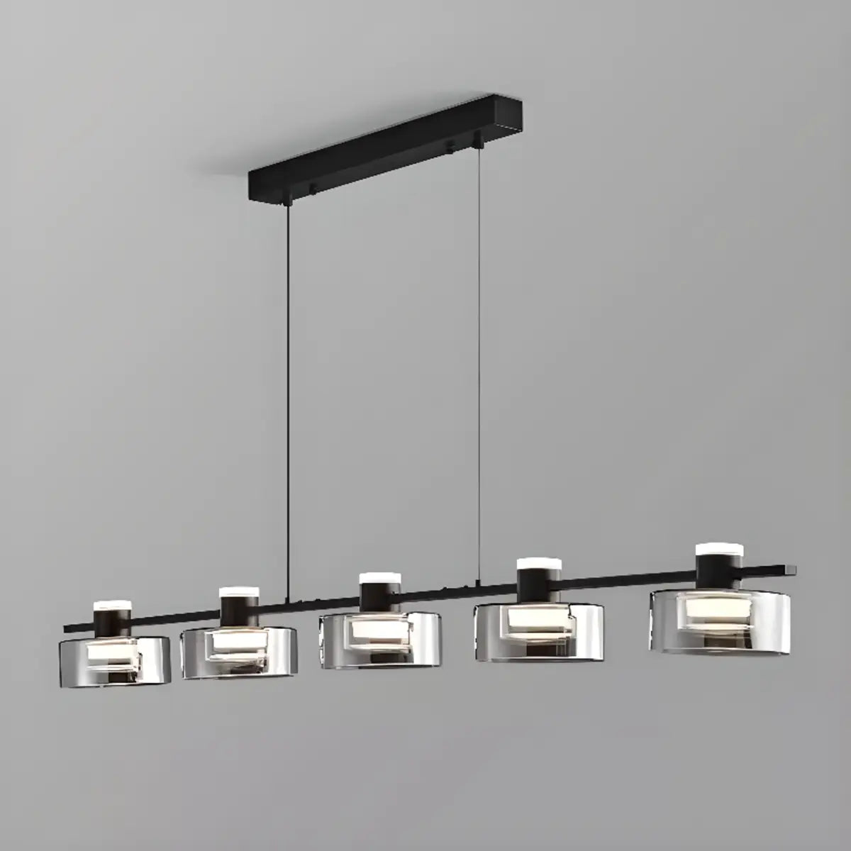 Modern Gray 5-Light Cylinder Pendant Island Light Image - 9