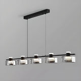 Modern Gray 5-Light Cylinder Pendant Island Light Image - 9