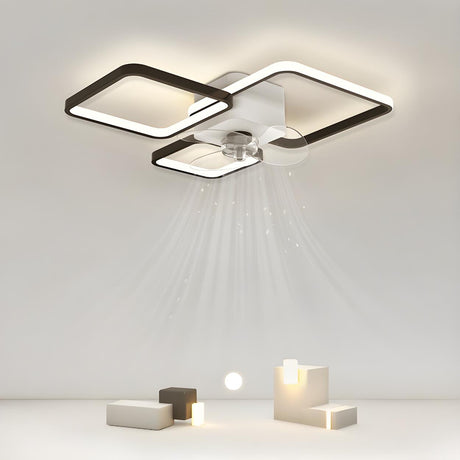 Modern Linear Geometric Frame Ceiling Fan with Lights Image - 1