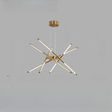 Modern Linear Gold LED Chandelier, Adjustable Height Image - 10