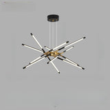 Modern Linear Gold LED Chandelier, Adjustable Height Image - 11