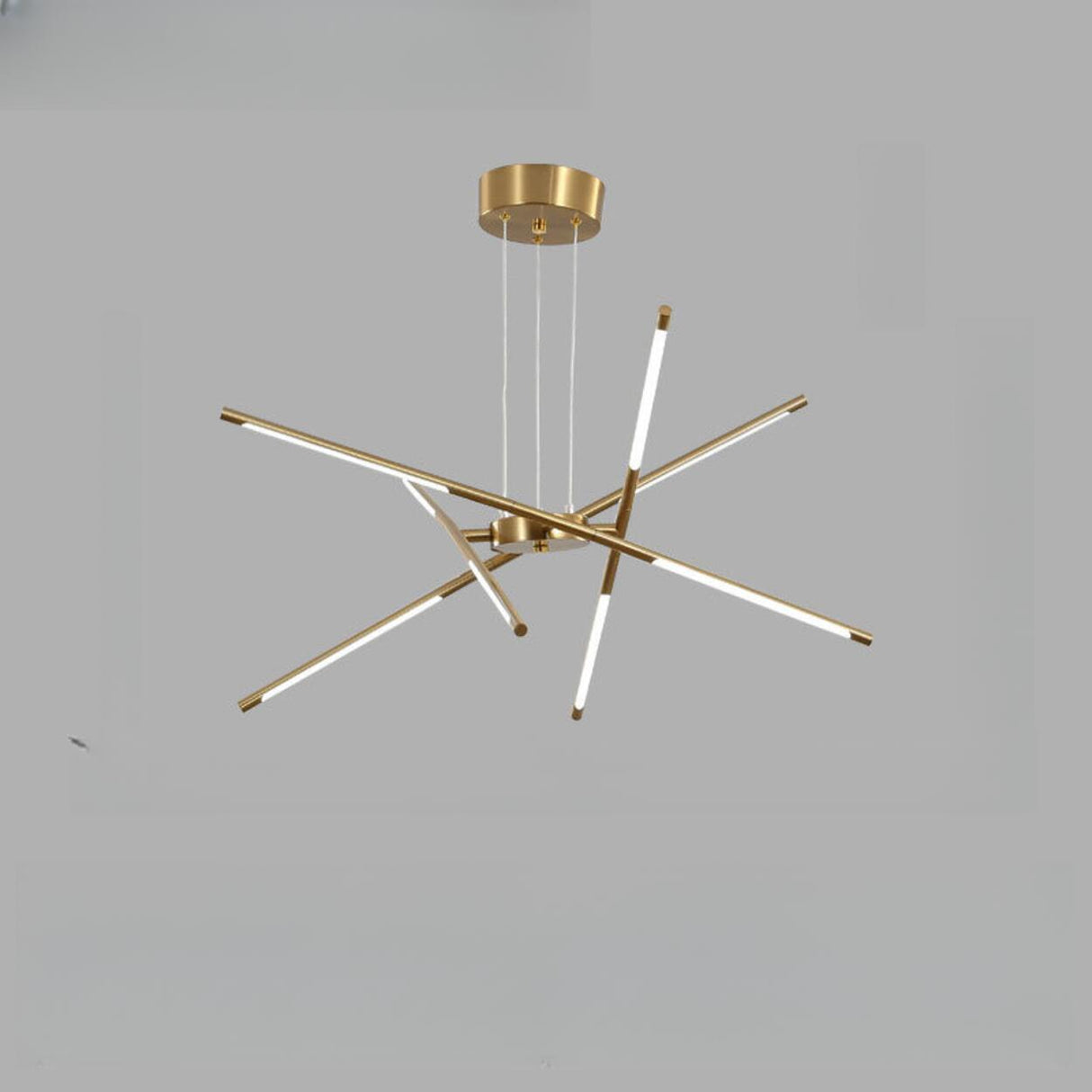 Modern Linear Gold LED Chandelier, Adjustable Height Image - 12