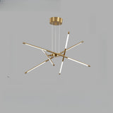 Modern Linear Gold LED Chandelier, Adjustable Height Image - 12