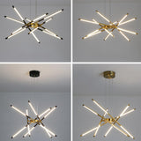 Modern Linear Gold LED Chandelier, Adjustable Height Image - 14