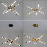 Modern Linear Gold LED Chandelier, Adjustable Height Image - 15