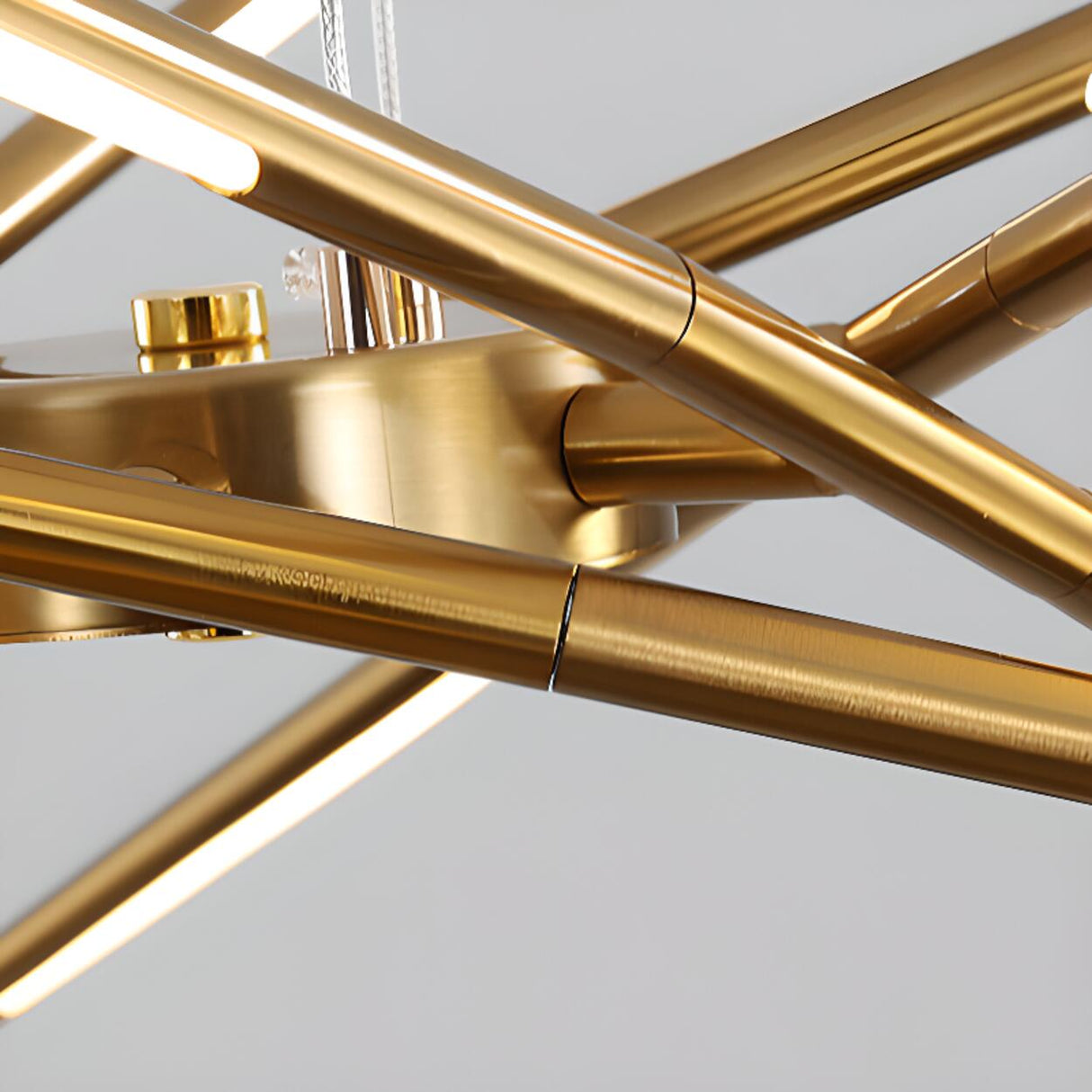 Modern Linear Gold LED Chandelier, Adjustable Height Image - 17